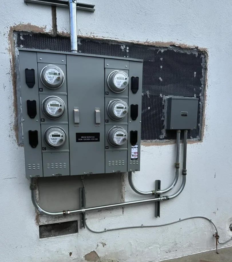 Six-meter bank with 200-amp main service installed by MJ Electrical Services