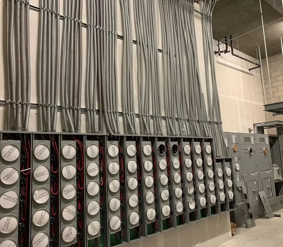 Interior meter bank and conduit installed by MJ Electrical Services