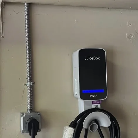 Mustang EV charger installed by MJ Electrical Services